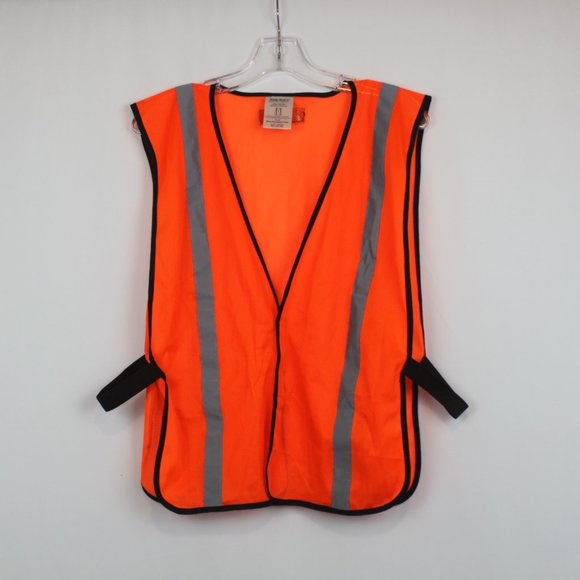 Body Guard Safety Gear OS Orange Mesh Gray Reflective Striped Vest - Picture 1 of 13